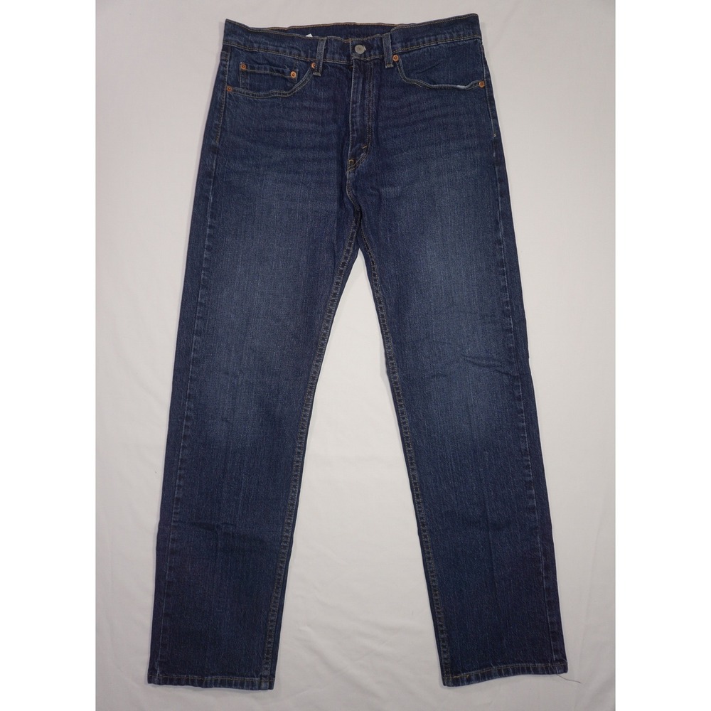 Levi's W34 L32 Blue Cotton Blend 505 Regular Fit Straight Leg Jeans